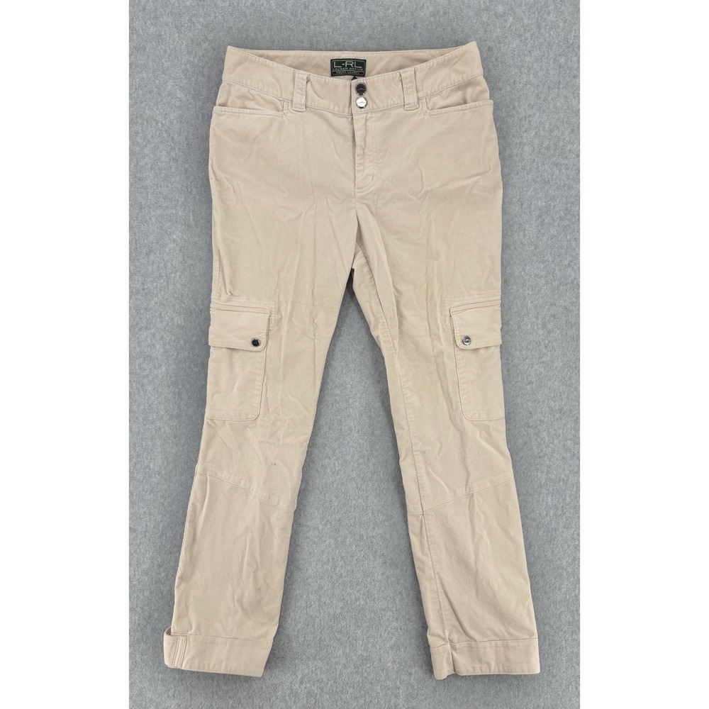 Lauren Ralph Lauren L-RL Y2K Corduroy Cargo Pants Women's 10 Cream